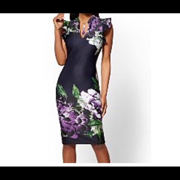 NY&Co Navy/Purple Dress - Picture 5 of 5